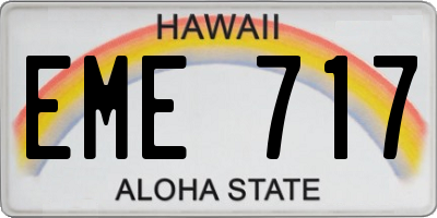 HI license plate EME717