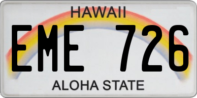 HI license plate EME726