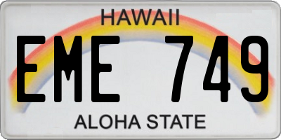 HI license plate EME749