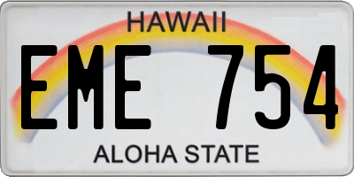 HI license plate EME754