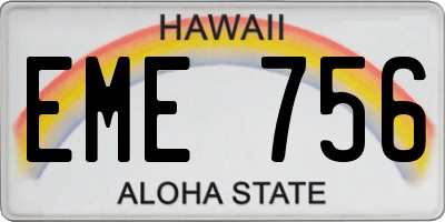 HI license plate EME756