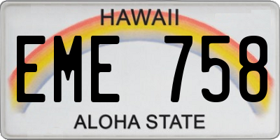 HI license plate EME758