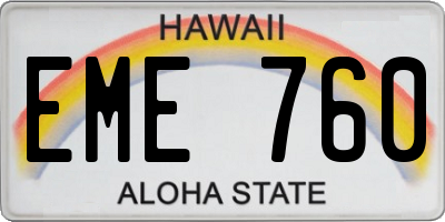 HI license plate EME760