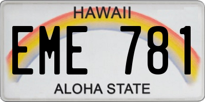 HI license plate EME781
