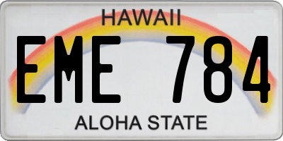 HI license plate EME784