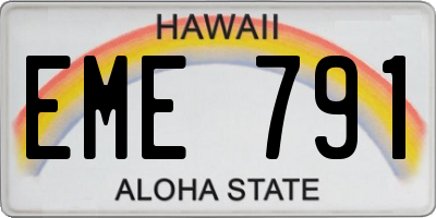 HI license plate EME791