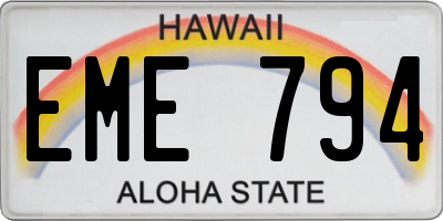HI license plate EME794