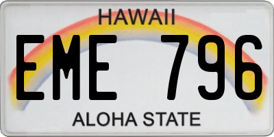 HI license plate EME796