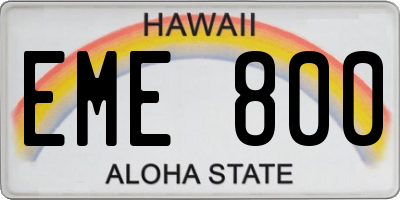 HI license plate EME800