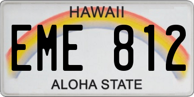 HI license plate EME812