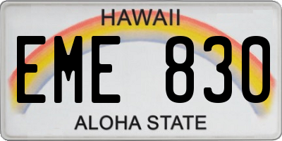 HI license plate EME830