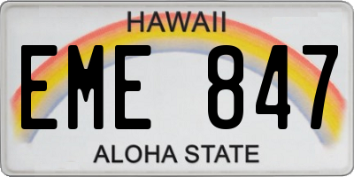 HI license plate EME847