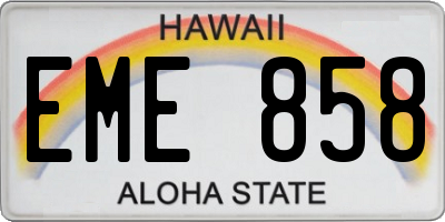HI license plate EME858
