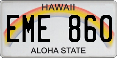 HI license plate EME860