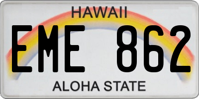 HI license plate EME862