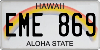 HI license plate EME869
