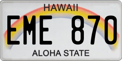 HI license plate EME870