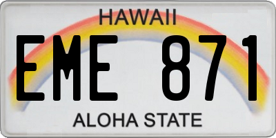 HI license plate EME871