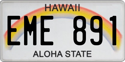 HI license plate EME891