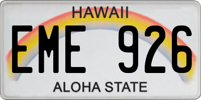 HI license plate EME926