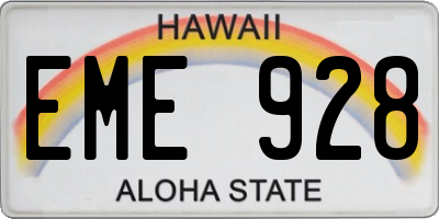 HI license plate EME928