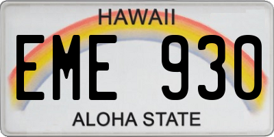 HI license plate EME930