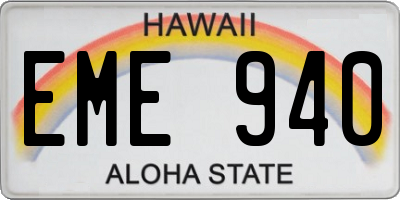 HI license plate EME940