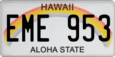 HI license plate EME953