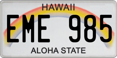 HI license plate EME985