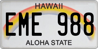 HI license plate EME988
