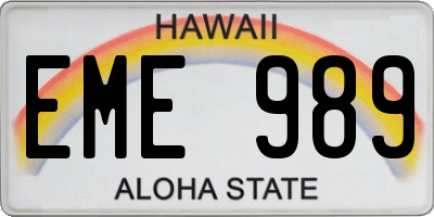 HI license plate EME989