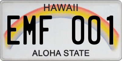 HI license plate EMF001