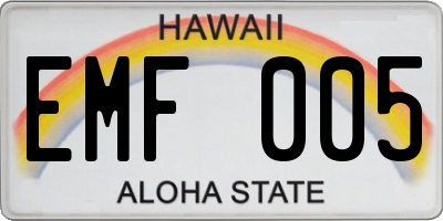 HI license plate EMF005