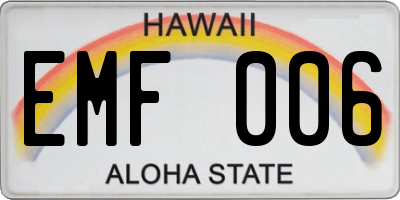 HI license plate EMF006