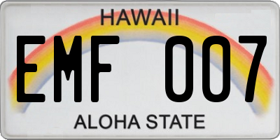 HI license plate EMF007