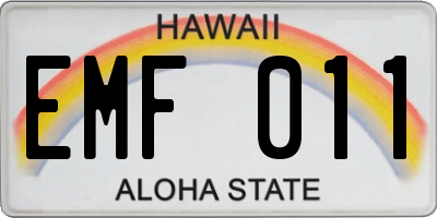 HI license plate EMF011