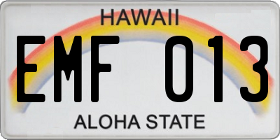 HI license plate EMF013