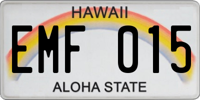 HI license plate EMF015