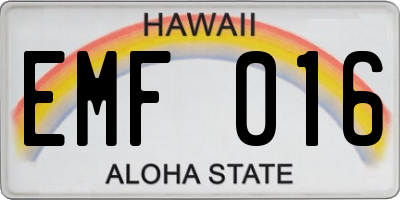 HI license plate EMF016