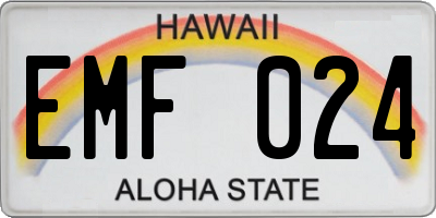 HI license plate EMF024