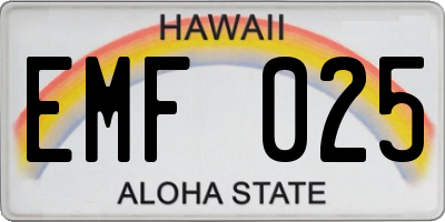 HI license plate EMF025