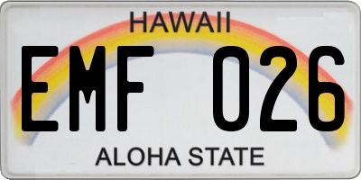 HI license plate EMF026