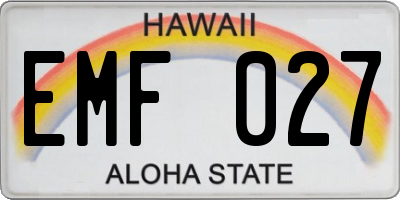 HI license plate EMF027