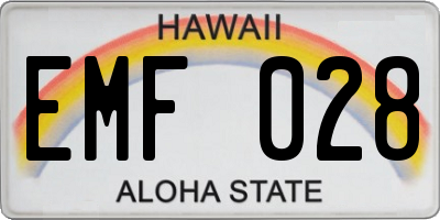 HI license plate EMF028