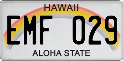 HI license plate EMF029