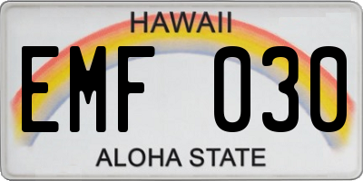 HI license plate EMF030