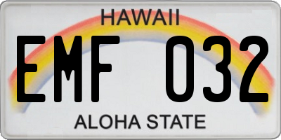HI license plate EMF032