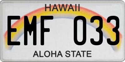 HI license plate EMF033
