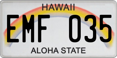 HI license plate EMF035