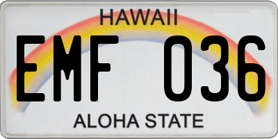 HI license plate EMF036